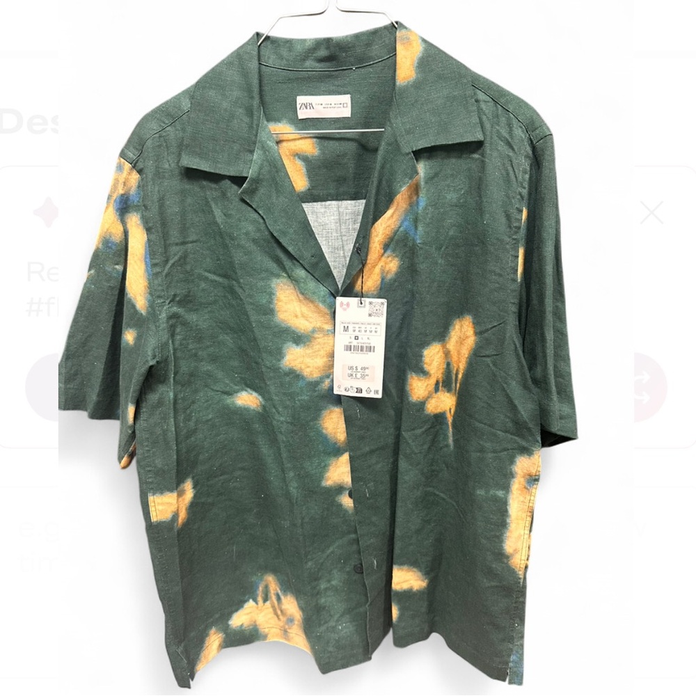 Zara Green Tie-Dye Men's Shirt